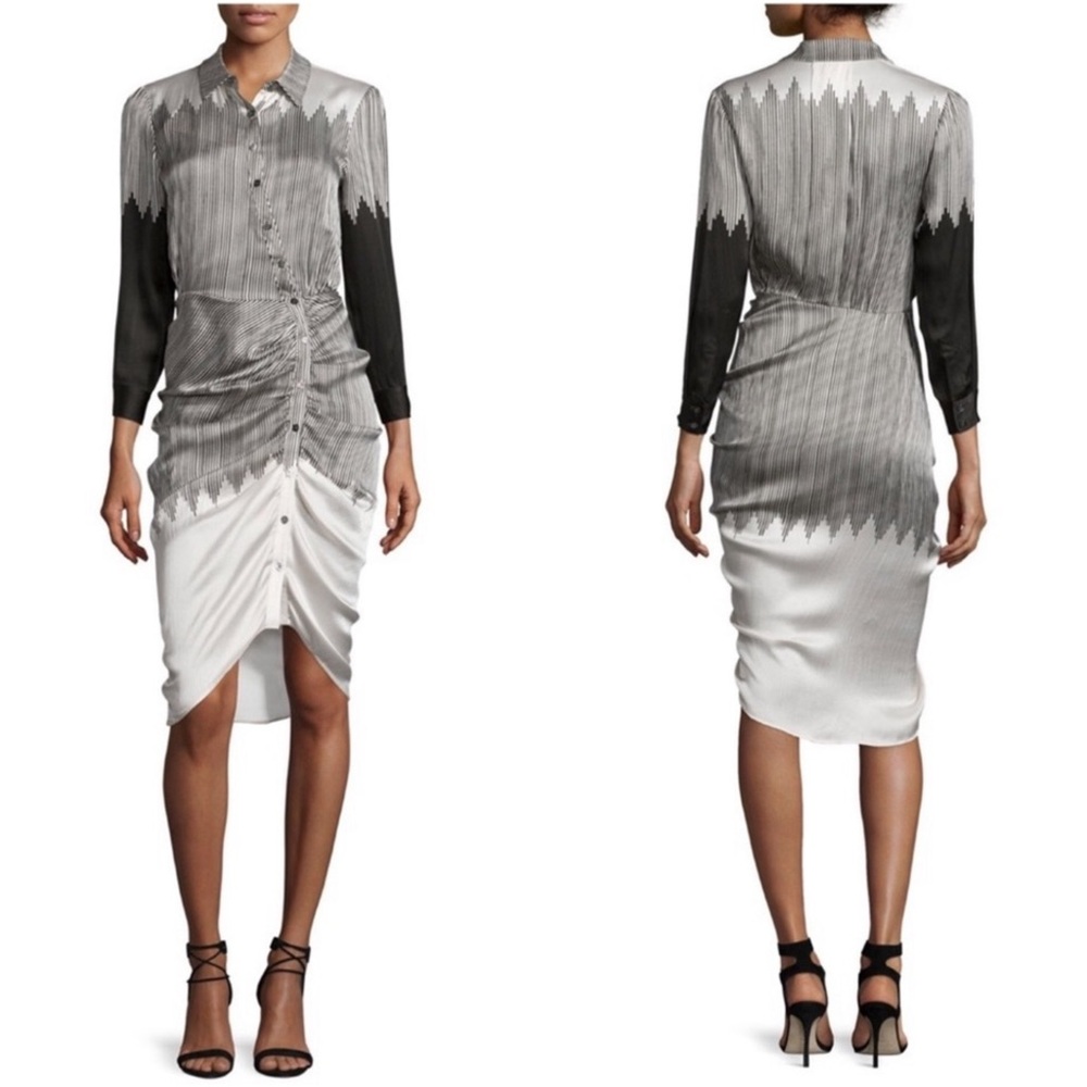 VERONICA BEARD Clara Silk Ruched Shirt Dress Sz 2